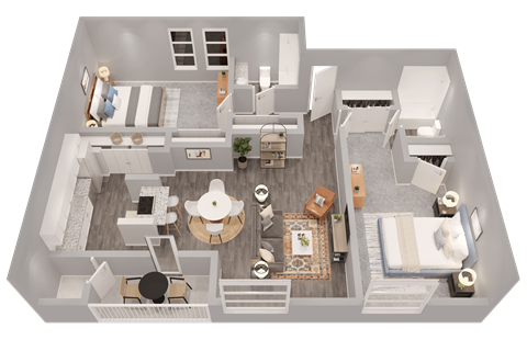 Floor plan for 2 beds, 2 baths, 1198 sqft